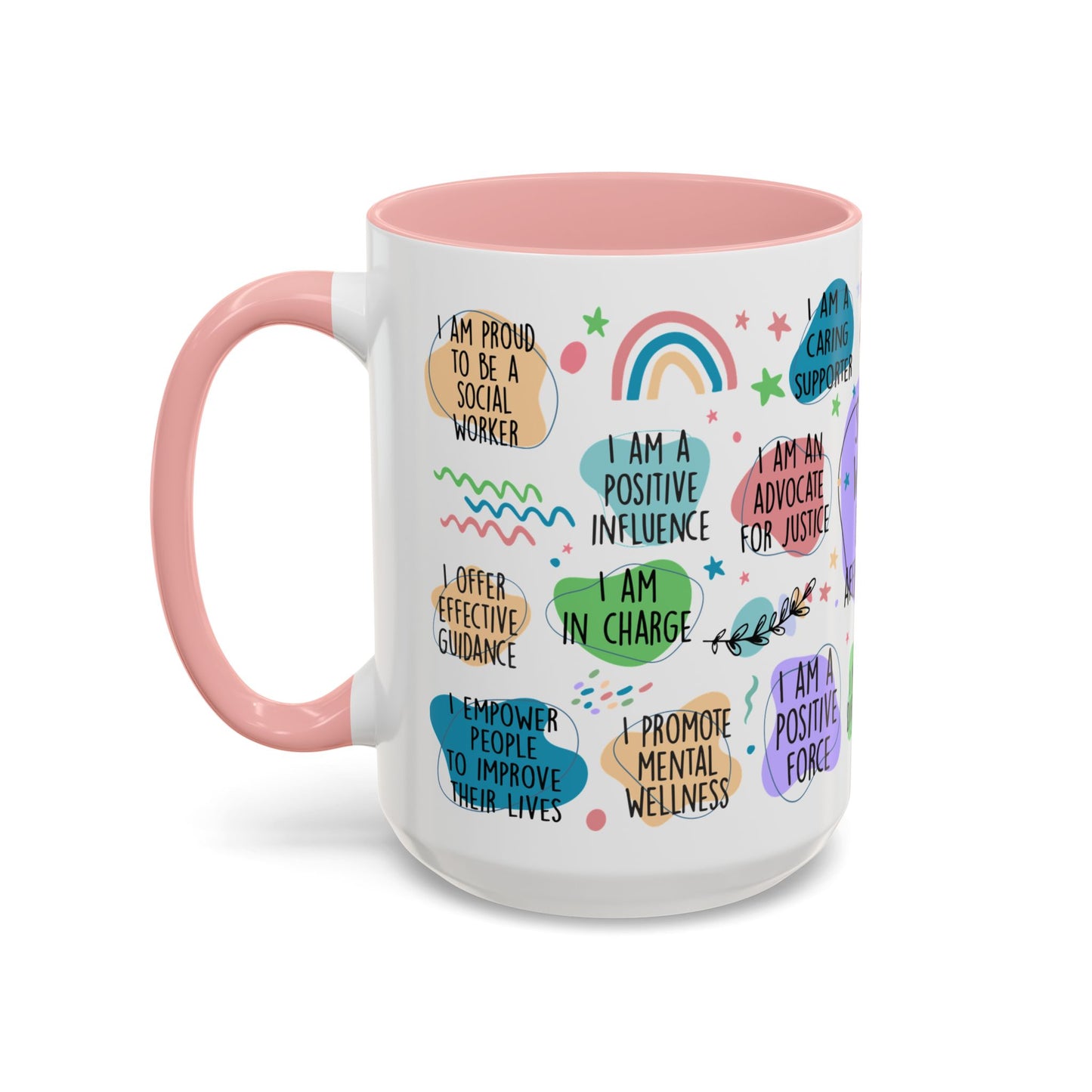Social Worker Daily Affirmations Accent Coffee Mug — Inspirational -15oz