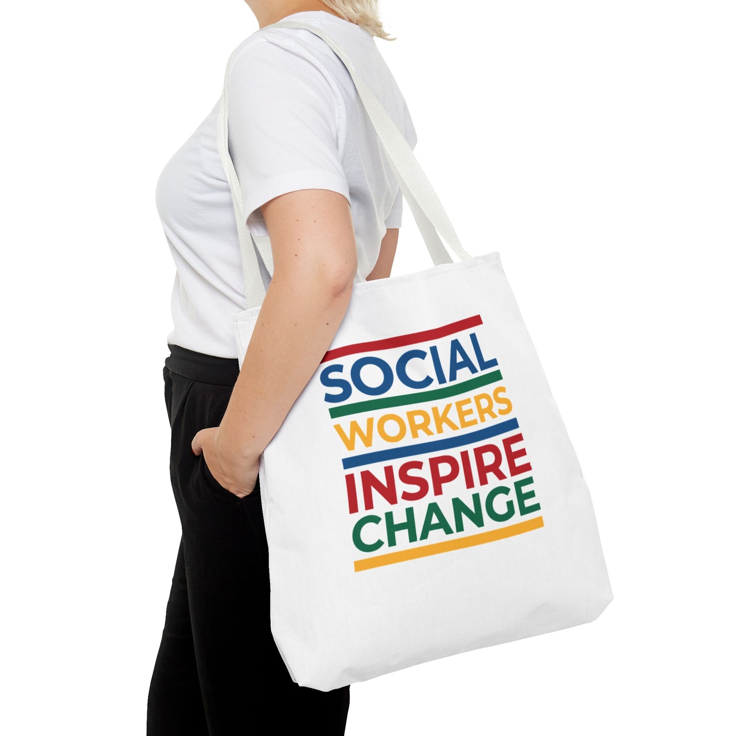 Social Worker Tote Bag — Inspirational "Social Workers Inspire Change" Two Side Design