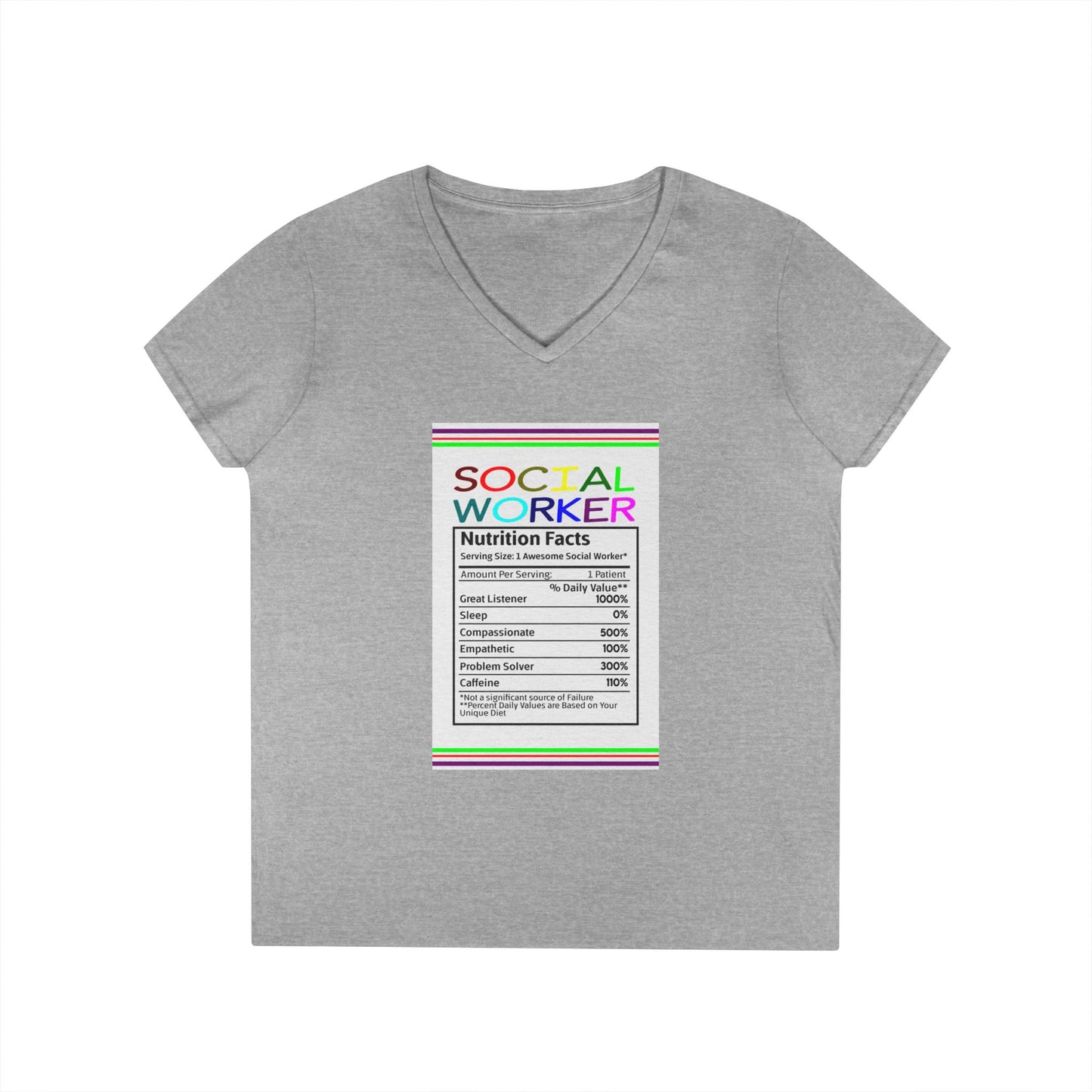 Social Worker Nutrition Facts V-Neck Tee — Women's Social Worker Gift