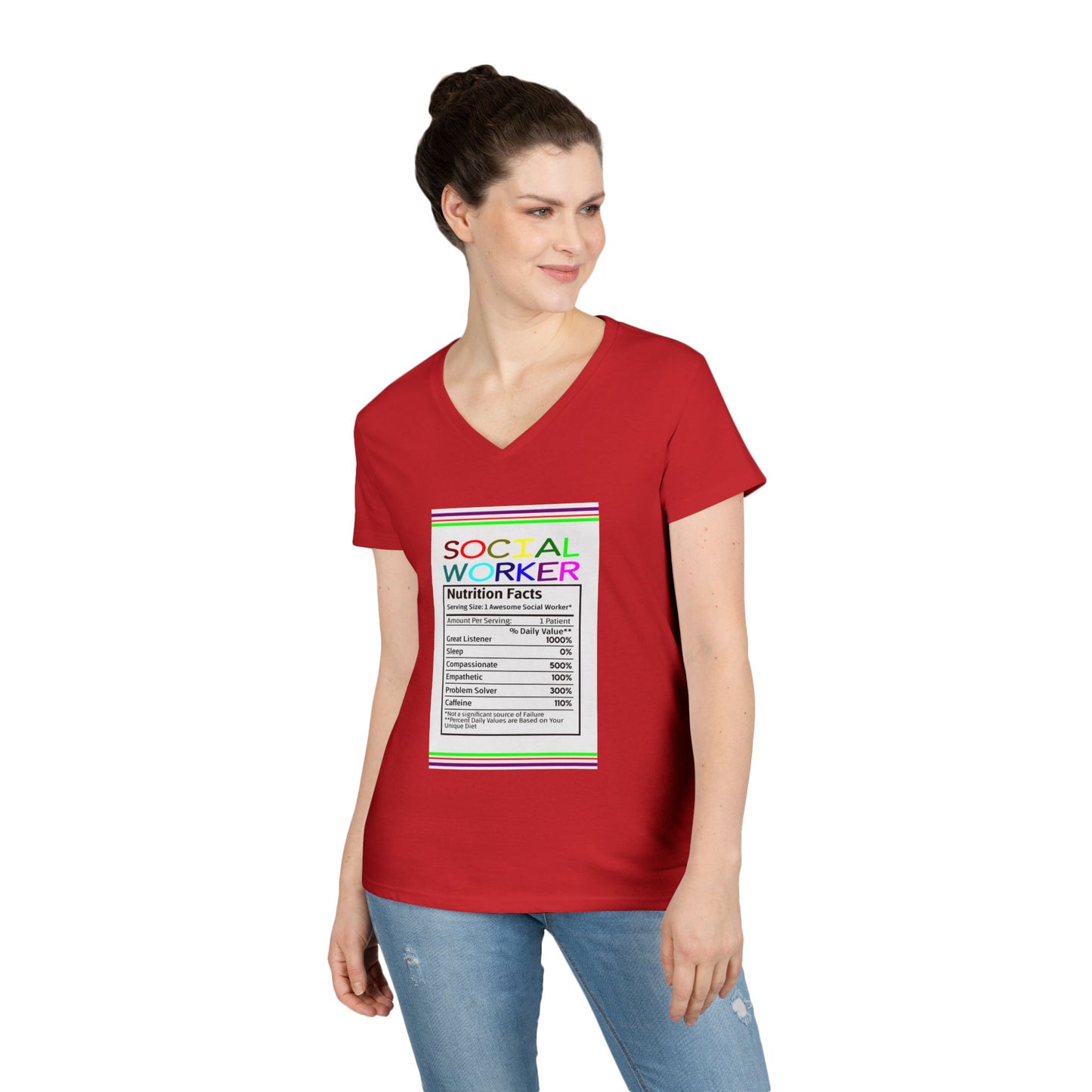 Social Worker Nutrition Facts V-Neck Tee — Women's Social Worker Gift