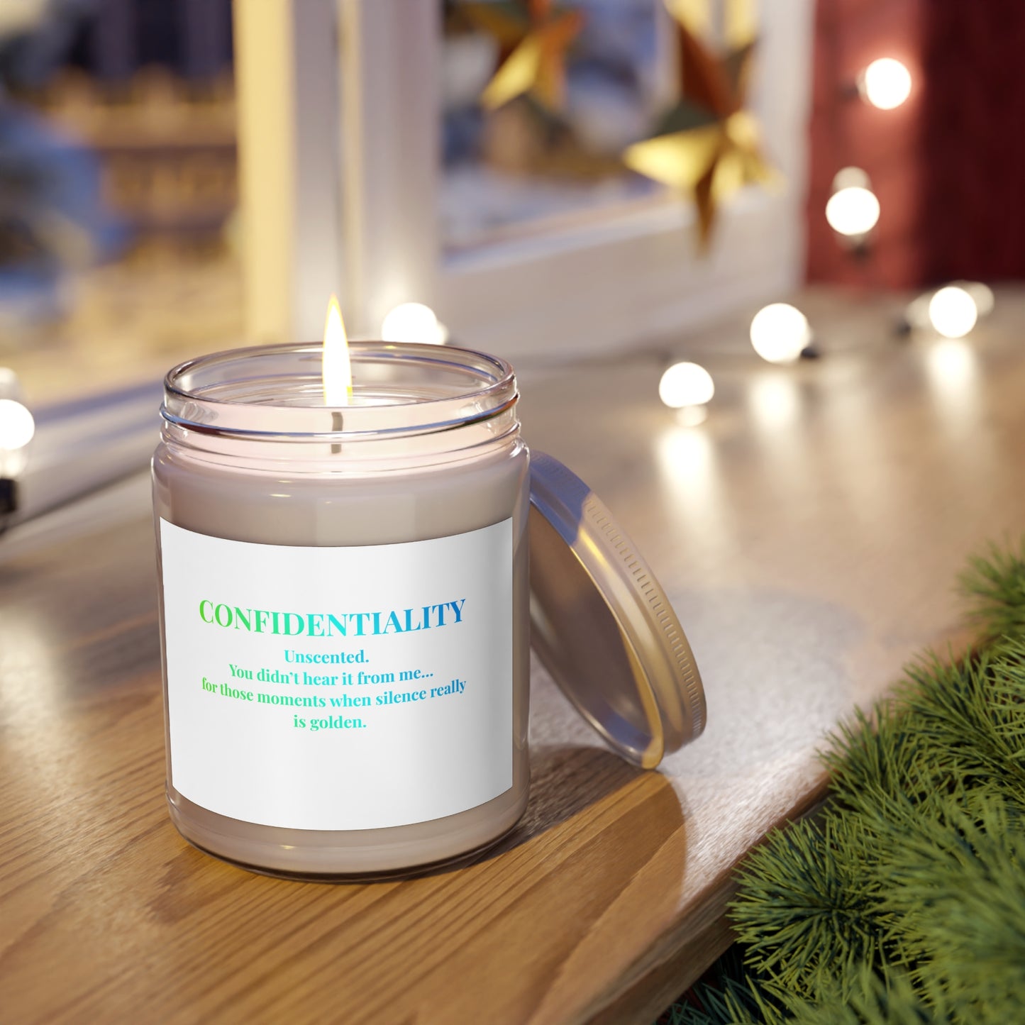 Confidentiality 9oz Unscented Soy Candle — White Lid Jar