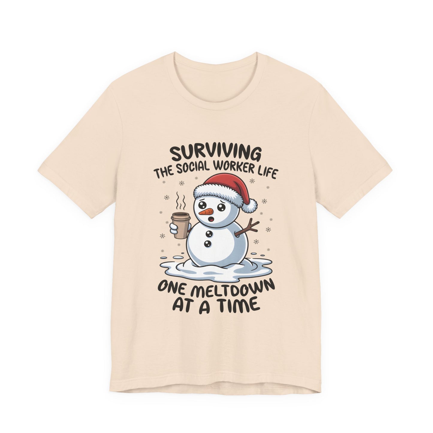 Men's Social Worker Snowman Tee — "Surviving the Social Worker Life: One Meltdown at a Time"