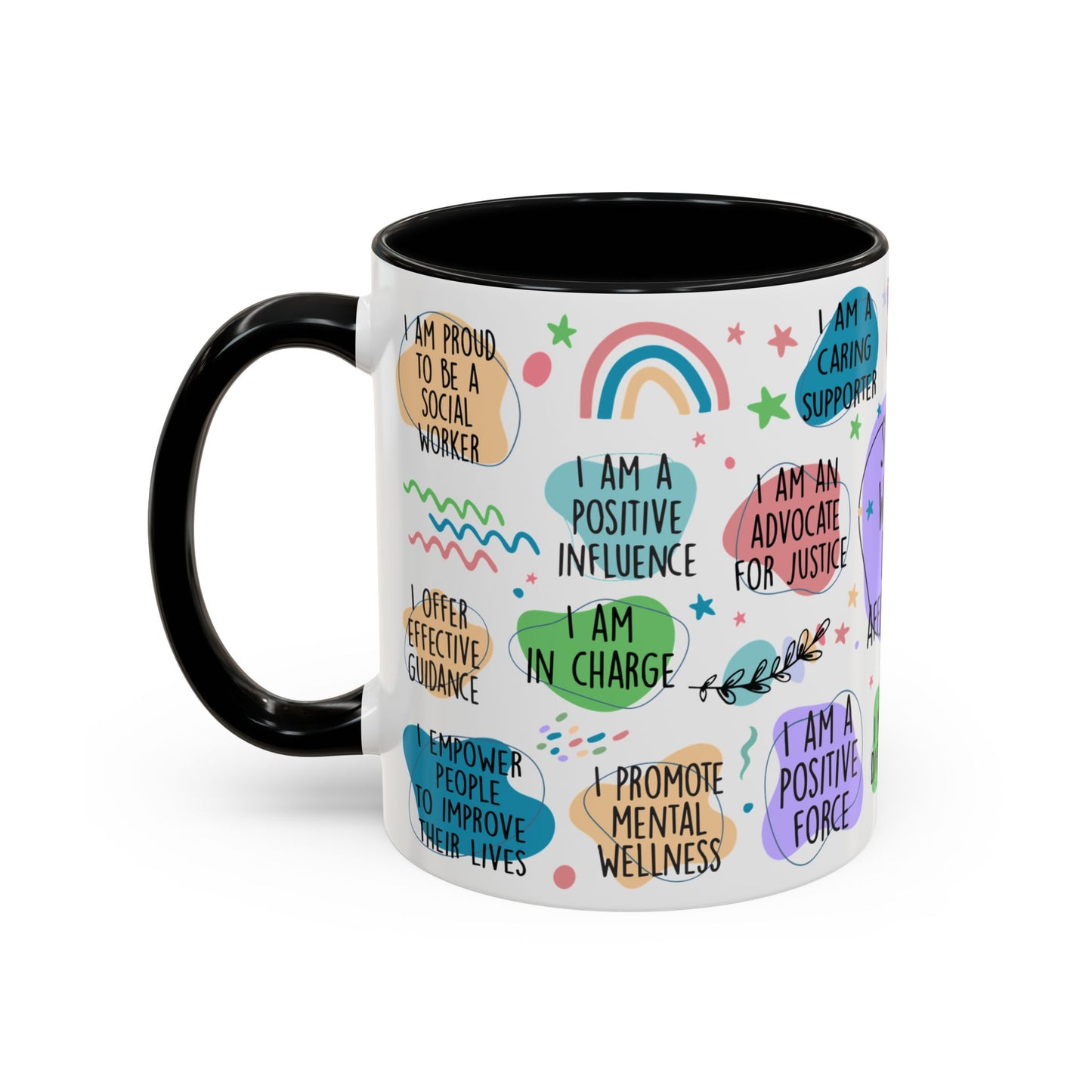 Social Worker Daily Affirmations Accent Coffee Mug — Inspirational -15oz