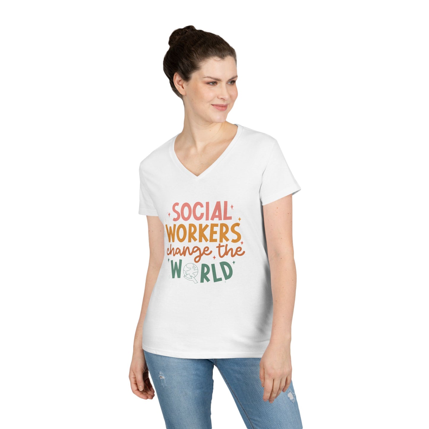 Social Workers Change the World V-Neck Tee
