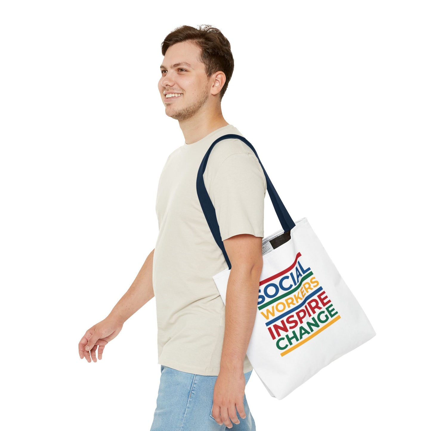 Social Worker Tote Bag — Inspirational "Social Workers Inspire Change" Two Side Design