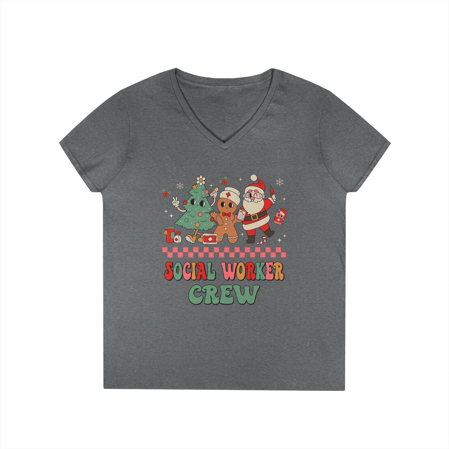 Social Worker Crew Christmas V-Neck Tee