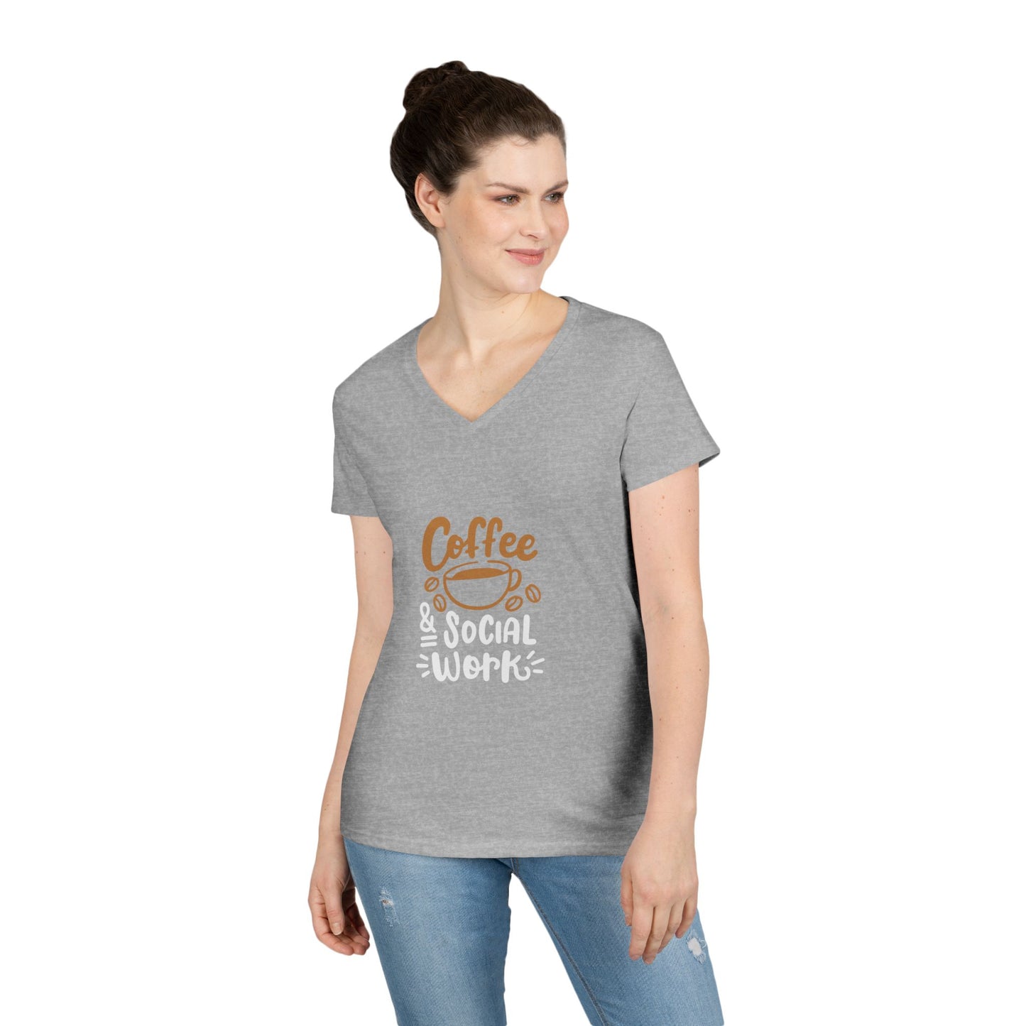 Coffee & Social Work V-Neck Tee — Funny Social Worker Shirt