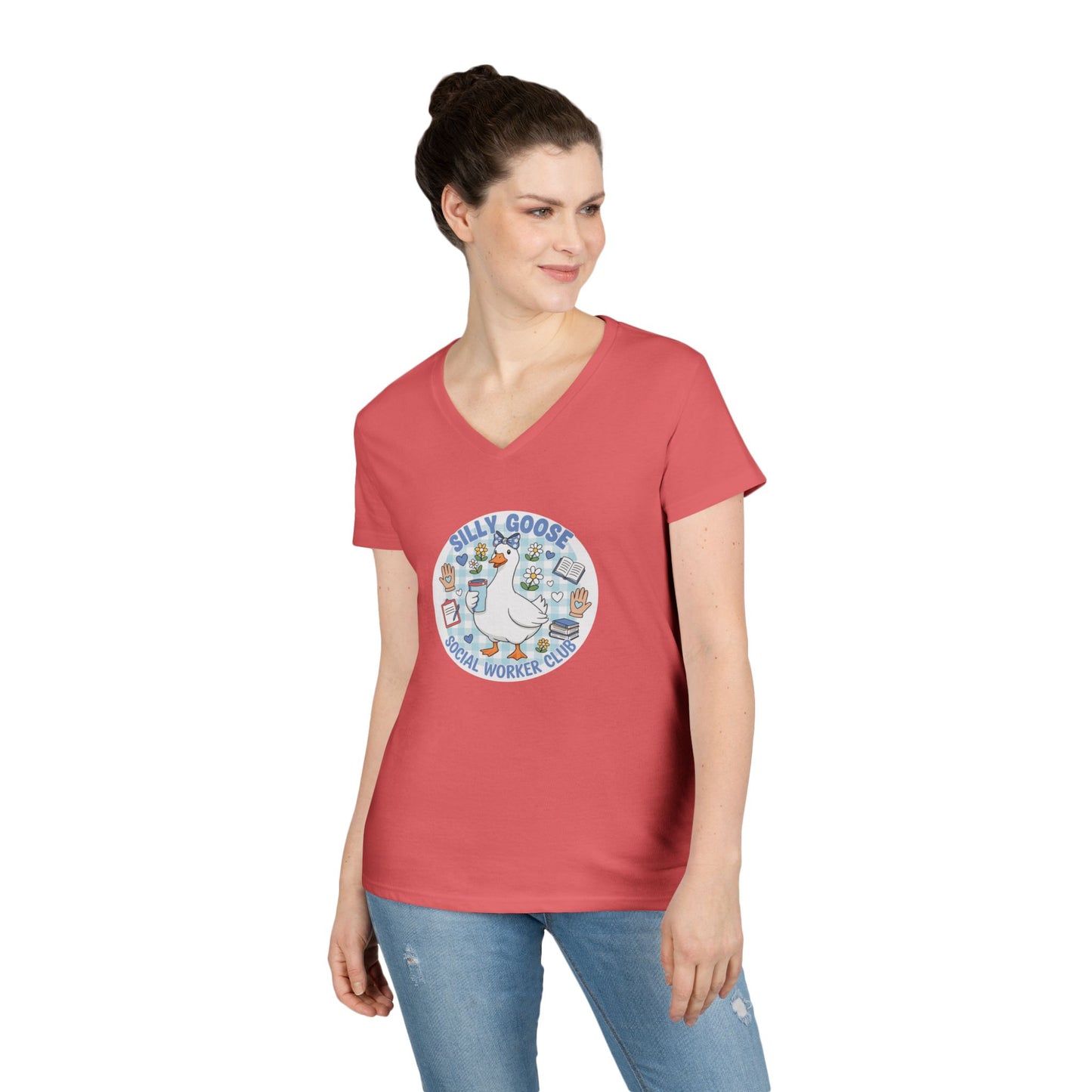 Silly Goose Social Worker Crew Ladies' V-Neck T-Shirt