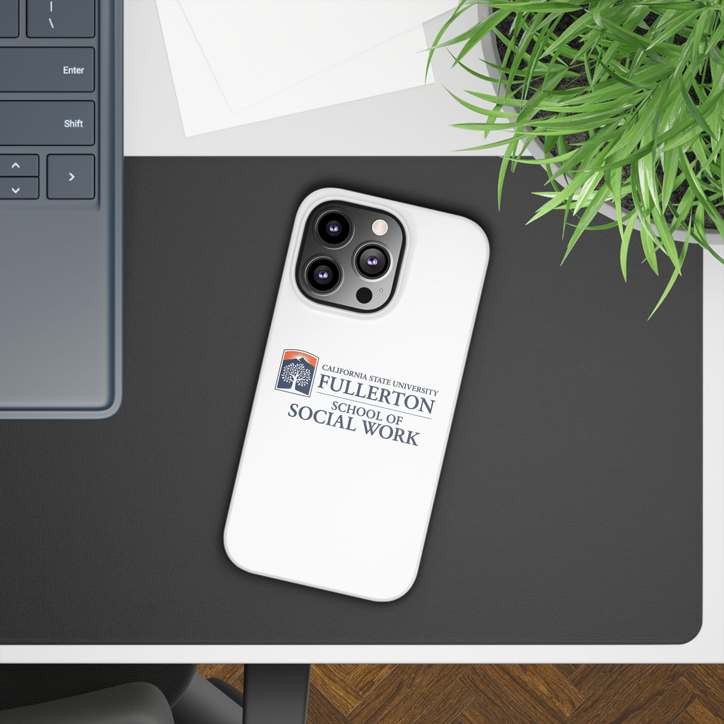 Cal State Fullerton University - Slim I-Phone Case - School of Social Work (White)