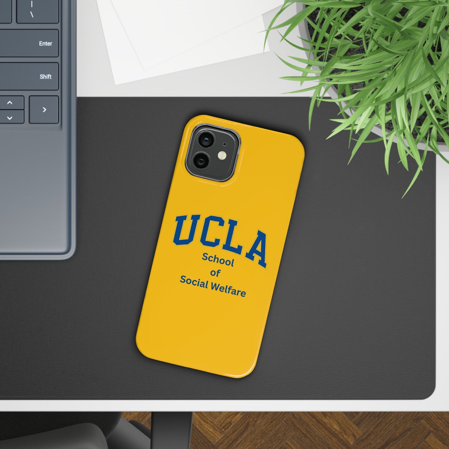 UCLA Slim I-Phone Case - School of Social Welfare-Text Logo (Yellow)
