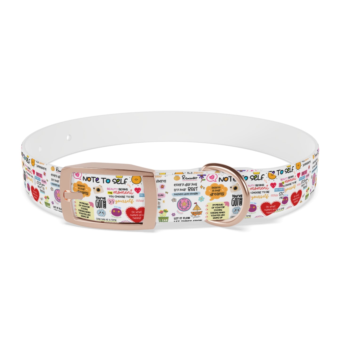 Dog Collar — Whimsical 'Note to Self' Positive Words Quote Pattern Pet Collar