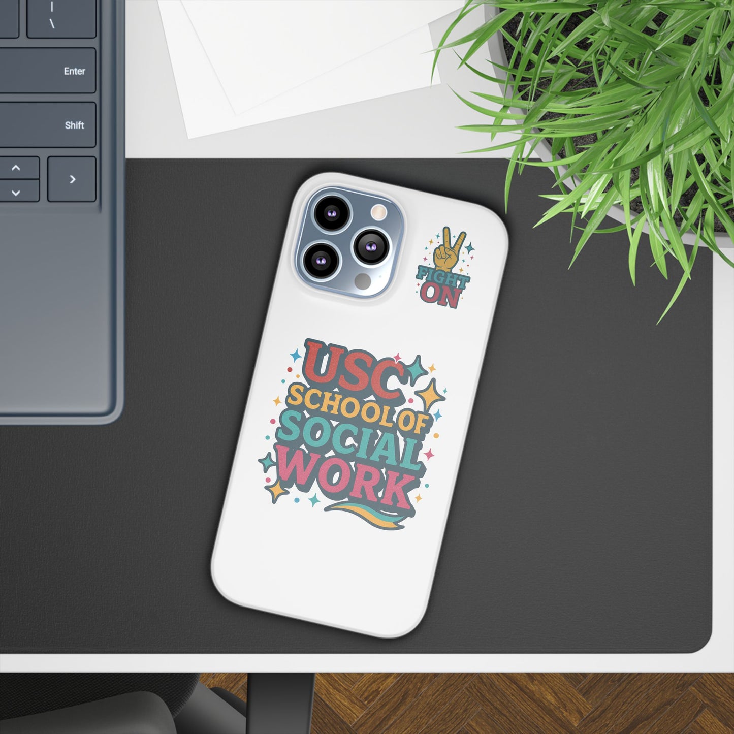 USC Trojans Slim I-Phone Case - School of Social Work - Glitter Style