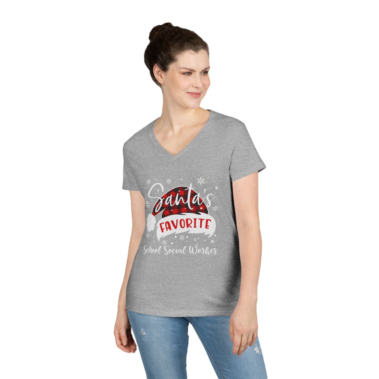 Santa's Favorite School Social Worker V-Neck Tee - Holiday Edition