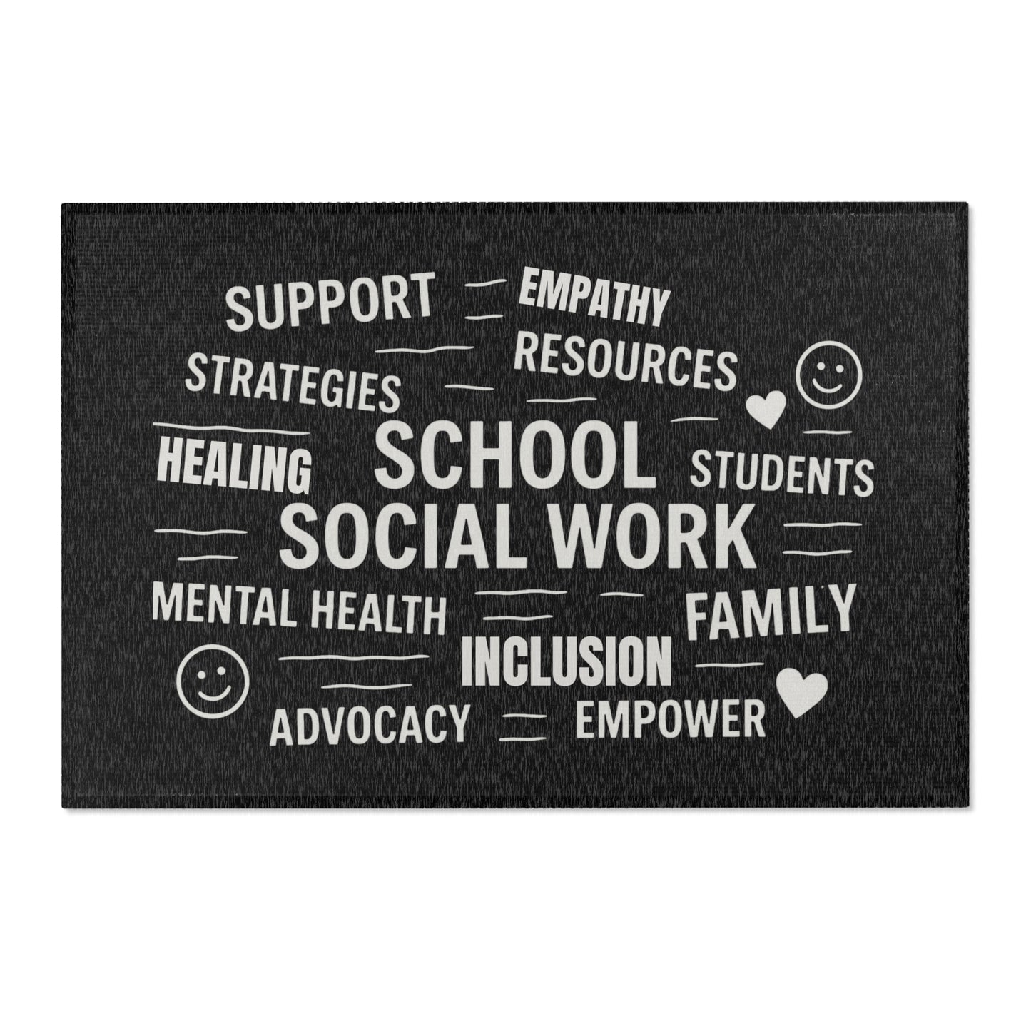School Social Work Inspirational Area Rug - Black