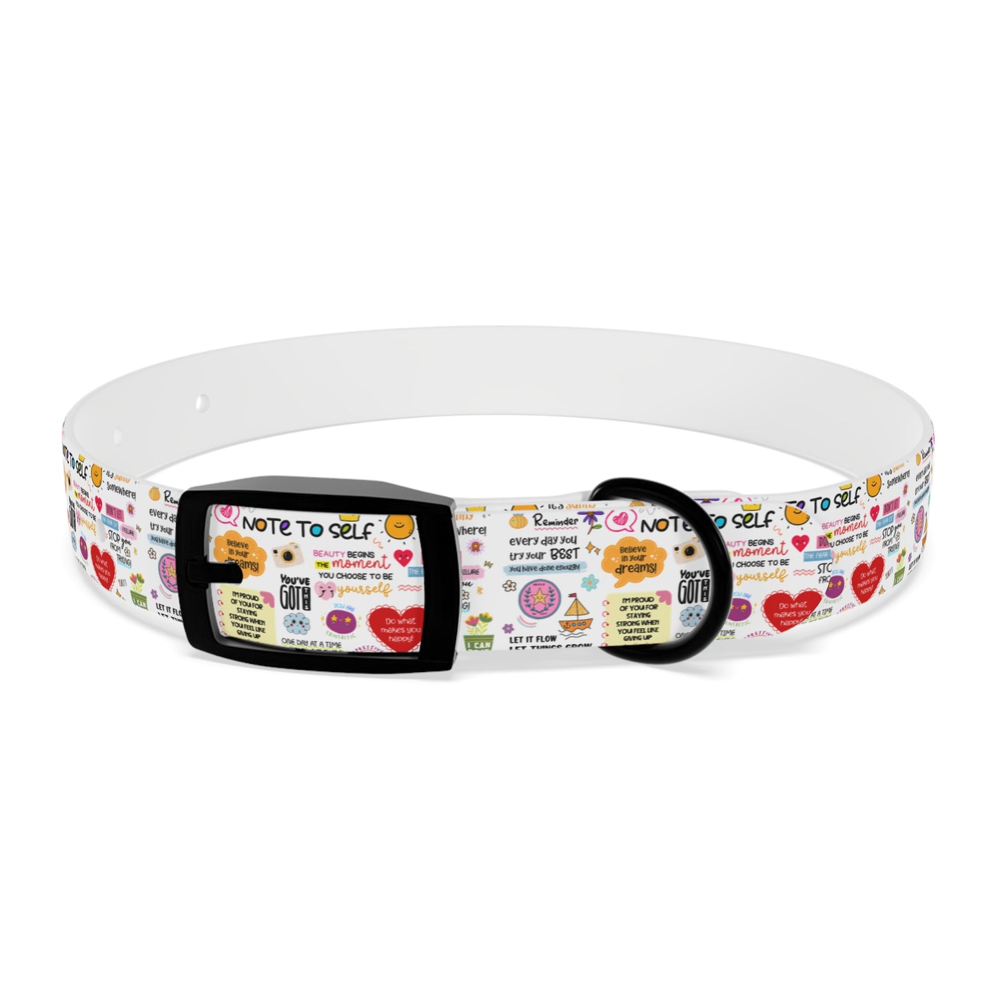 Dog Collar — Whimsical 'Note to Self' Positive Words Quote Pattern Pet Collar