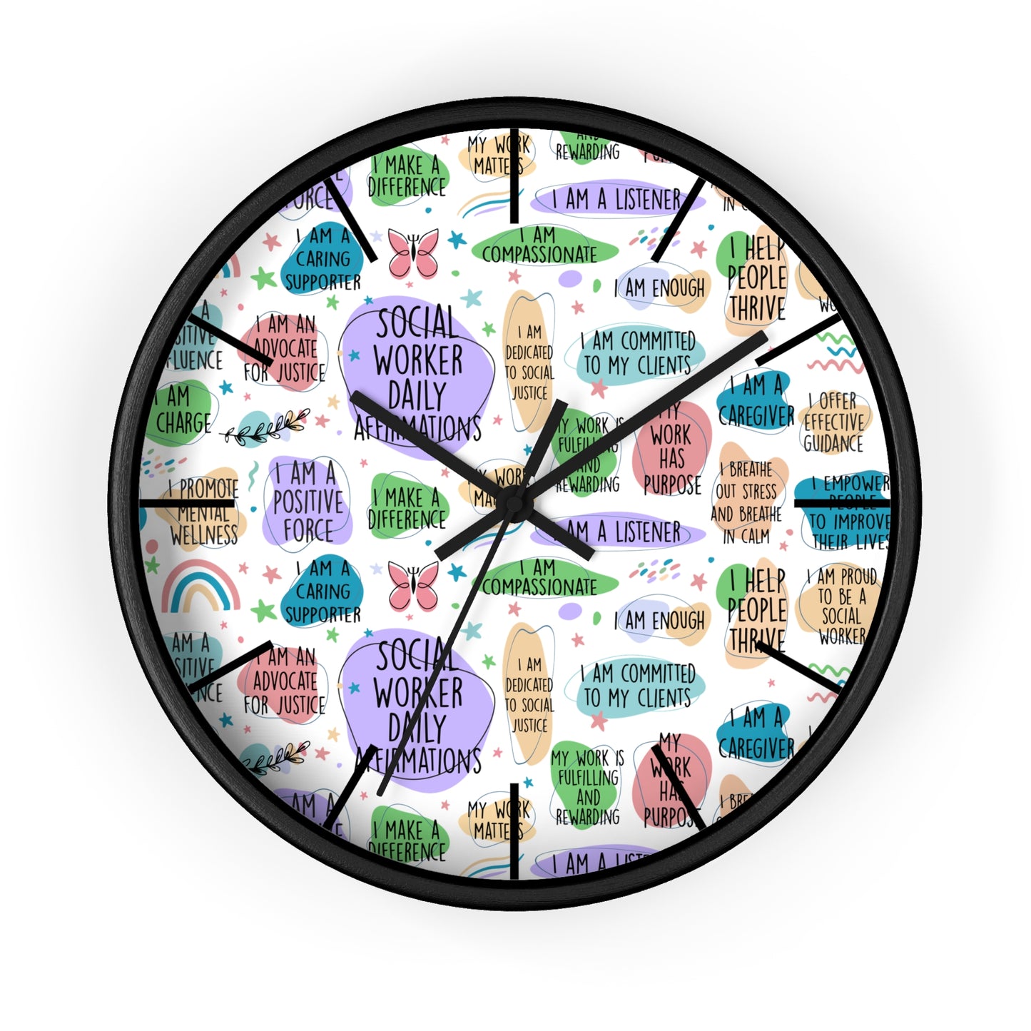 Social Worker Daily Affirmations Wall Clock — Inspirational Office Decor
