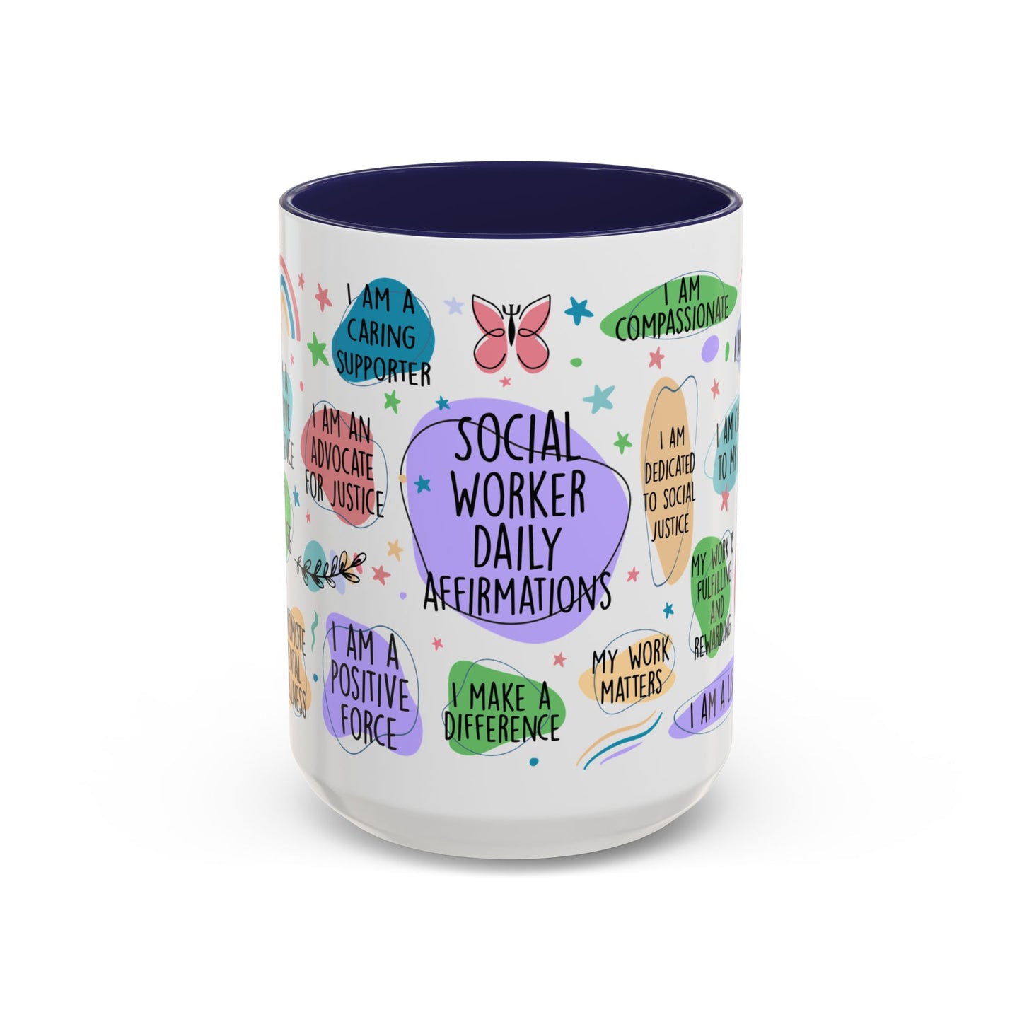 Social Worker Daily Affirmations Accent Coffee Mug — Inspirational -15oz