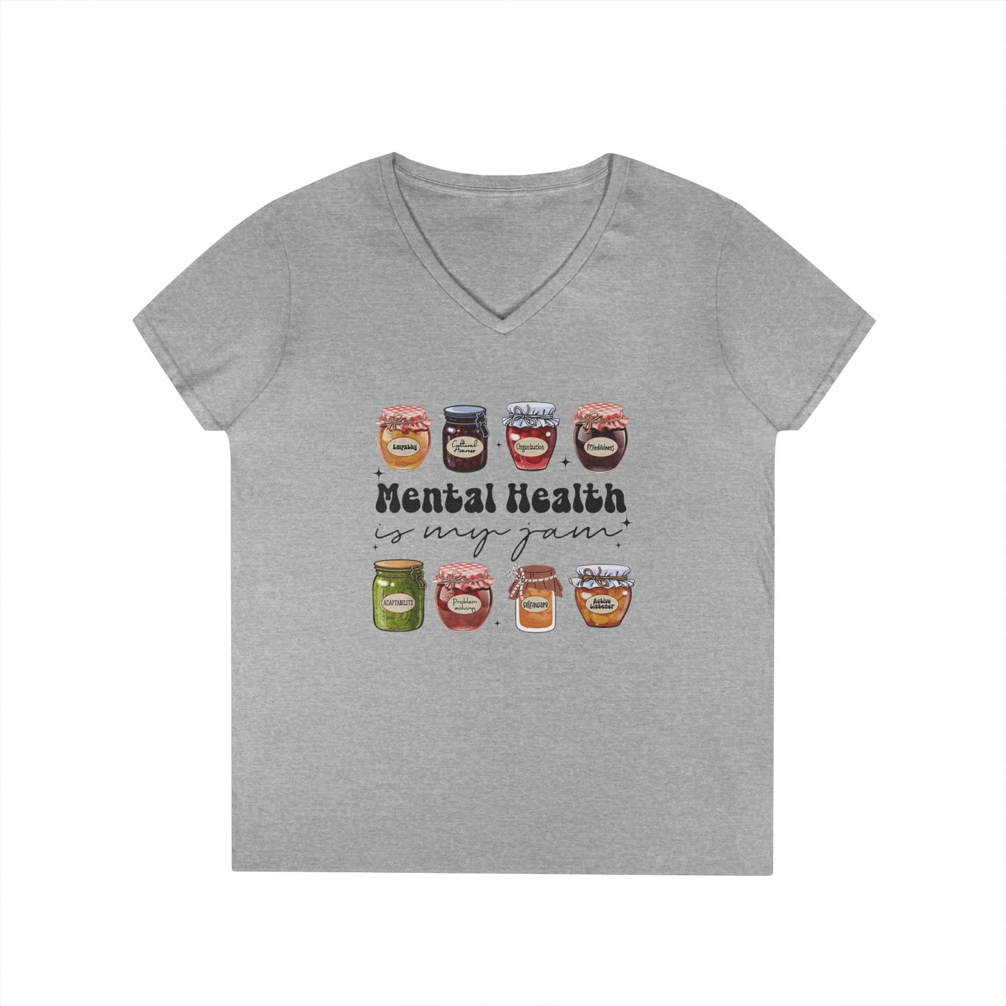 Women's Mental Health Is My Jam V-Neck Tee - School Social Worker