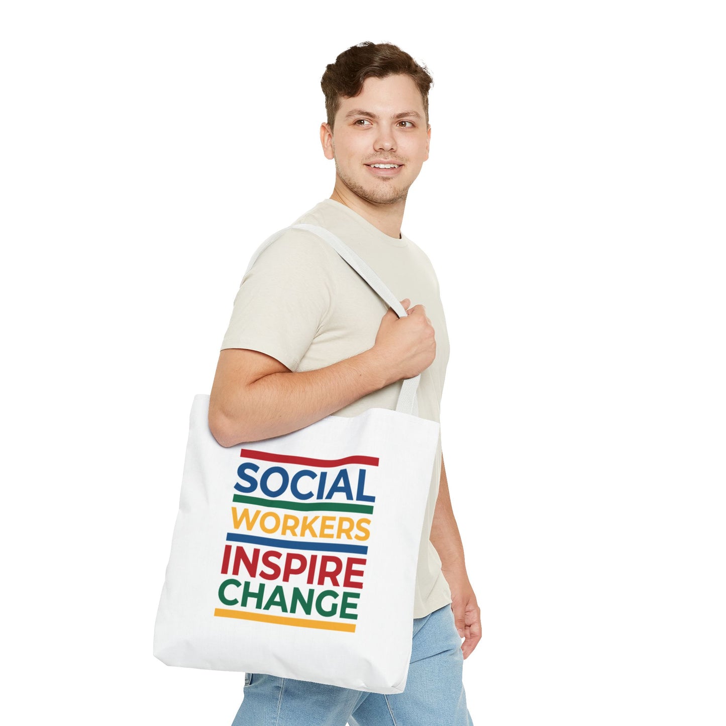 Social Worker Tote Bag — Inspirational "Social Workers Inspire Change" Two Side Design