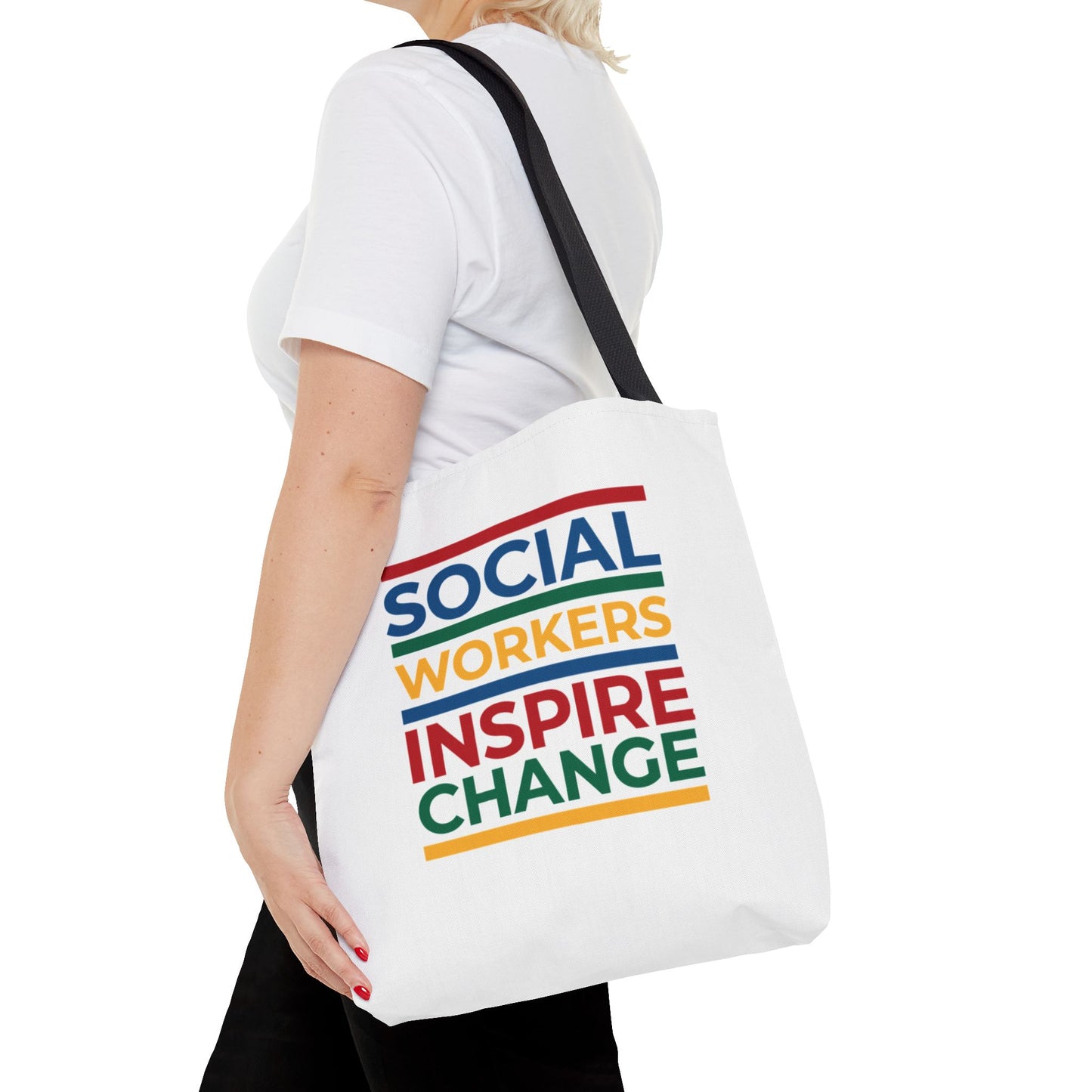 Social Worker Tote Bag — Inspirational "Social Workers Inspire Change" Two Side Design