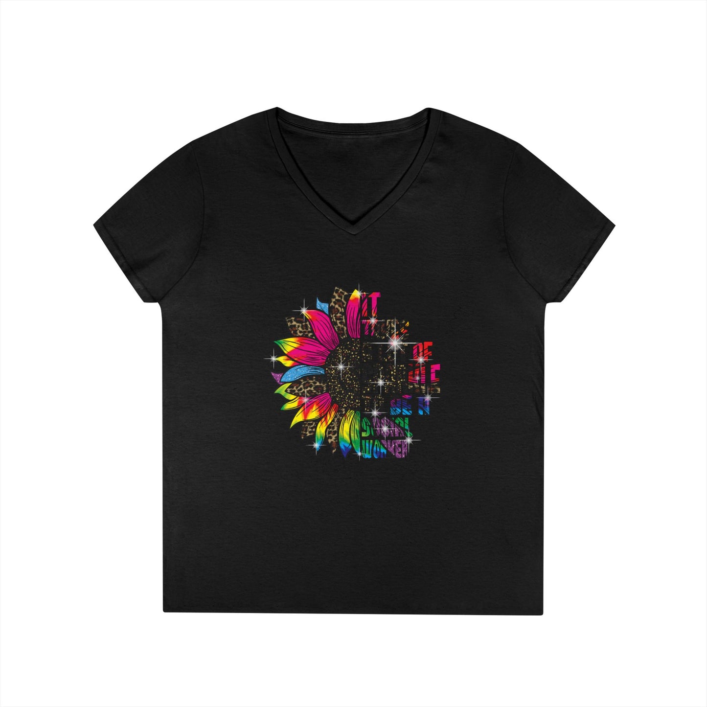 Social Worker V-Neck T-Shirt - "It Takes A Lot Of Sparkle To Be A Social Worker" Colorful Floral Design