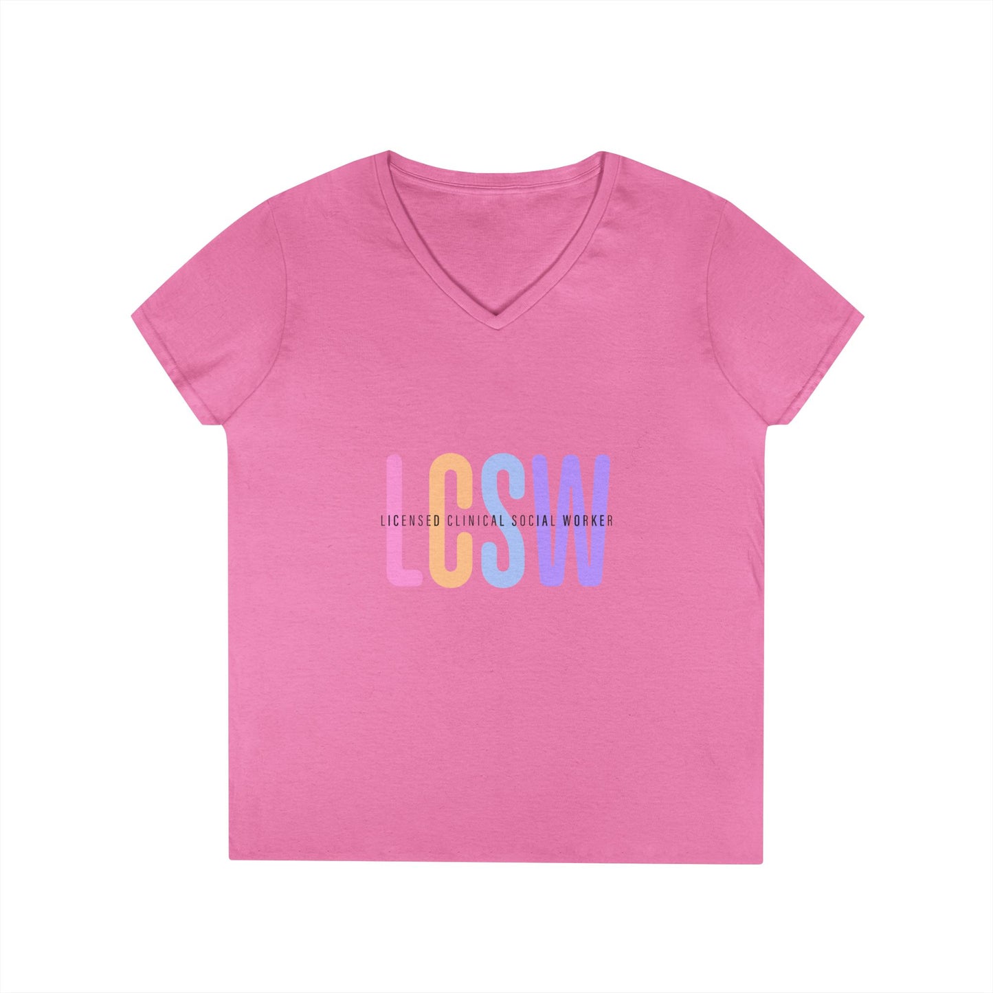 LGBTQ+ Pride Pastel Ombre 'LCSW' V‑Neck Tee — Pride Shirt