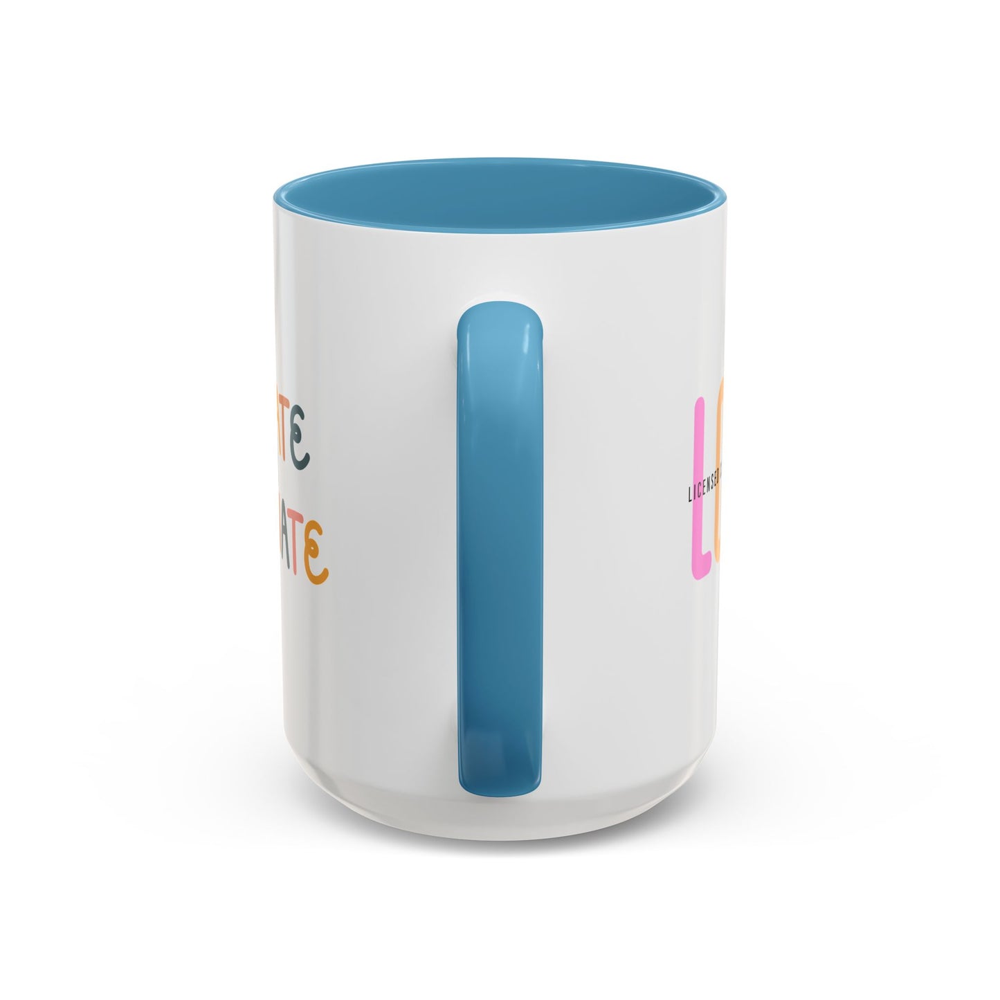 LCSW-Advocate and Caffeinate Accent Coffee Mug — Colorful Social Woker Coffee Cup (15 oz)