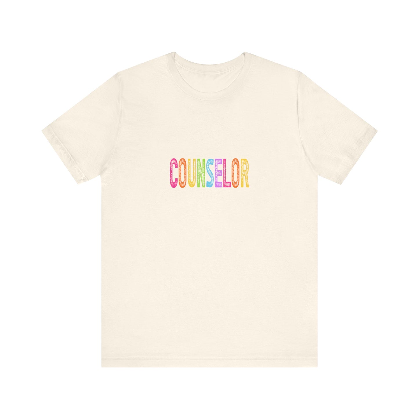 (Unisex) Counselor Rainbow Tee — Pastel 'COUNSELOR' Short Sleeve Shirt