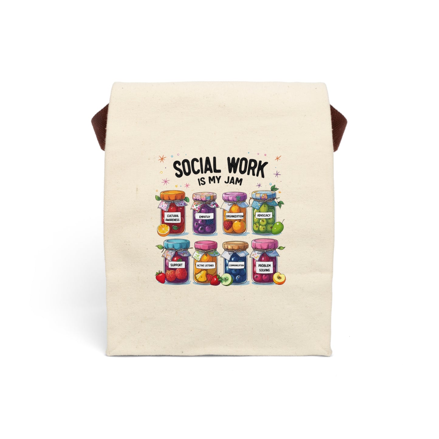 Canvas Lunch Bag — "Social Work Is My Jam" Cute Jam Jar Design