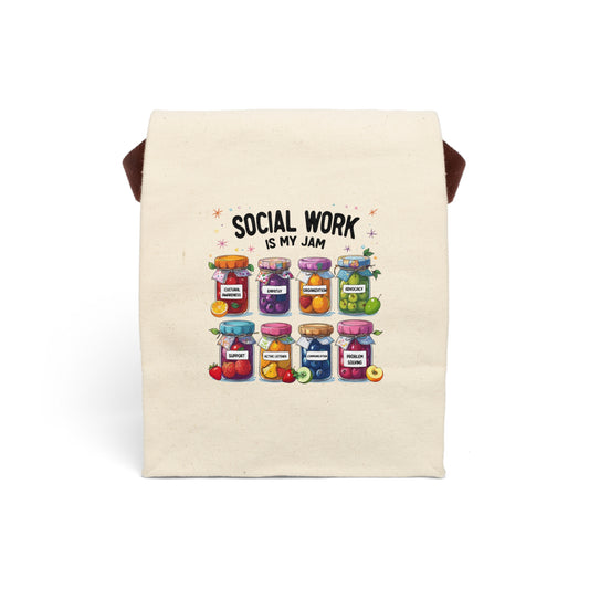 Canvas Lunch Bag — "Social Work Is My Jam" Cute Jam Jar Design