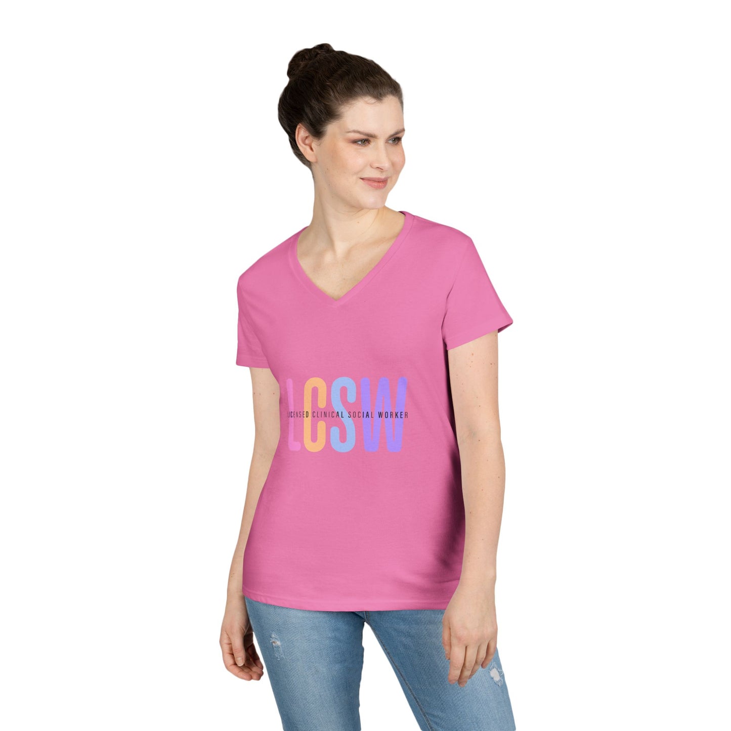 LGBTQ+ Pride Pastel Ombre 'LCSW' V‑Neck Tee — Pride Shirt
