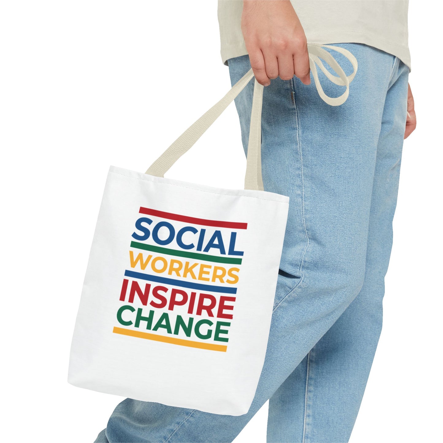 Social Worker Tote Bag — Inspirational "Social Workers Inspire Change" Two Side Design