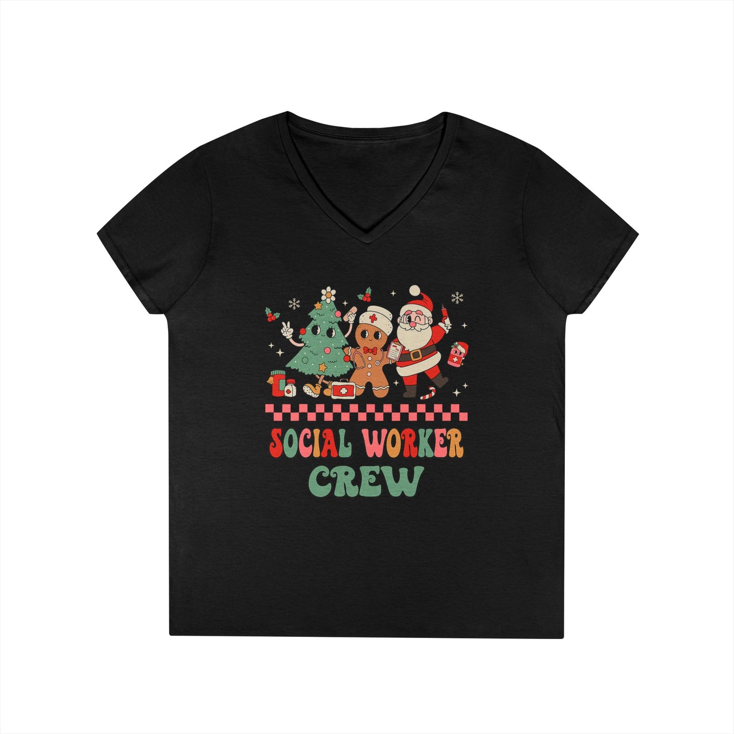 Social Worker Crew Christmas V-Neck Tee