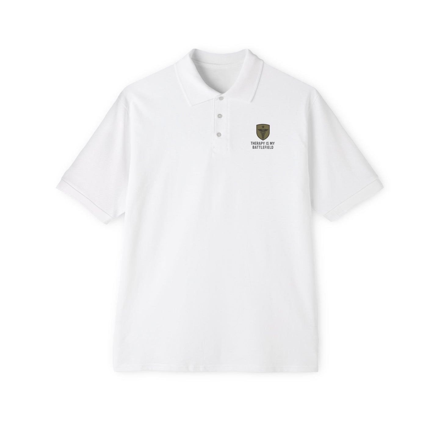 Military Social Work "Therapy is My Battlefield" -Classic Men's Piqué Polo with Emblem
