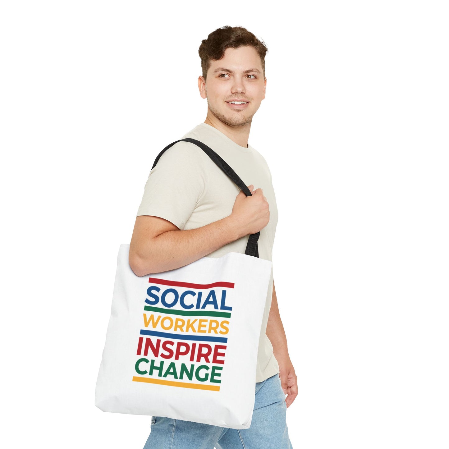 Social Worker Tote Bag — Inspirational "Social Workers Inspire Change" Two Side Design