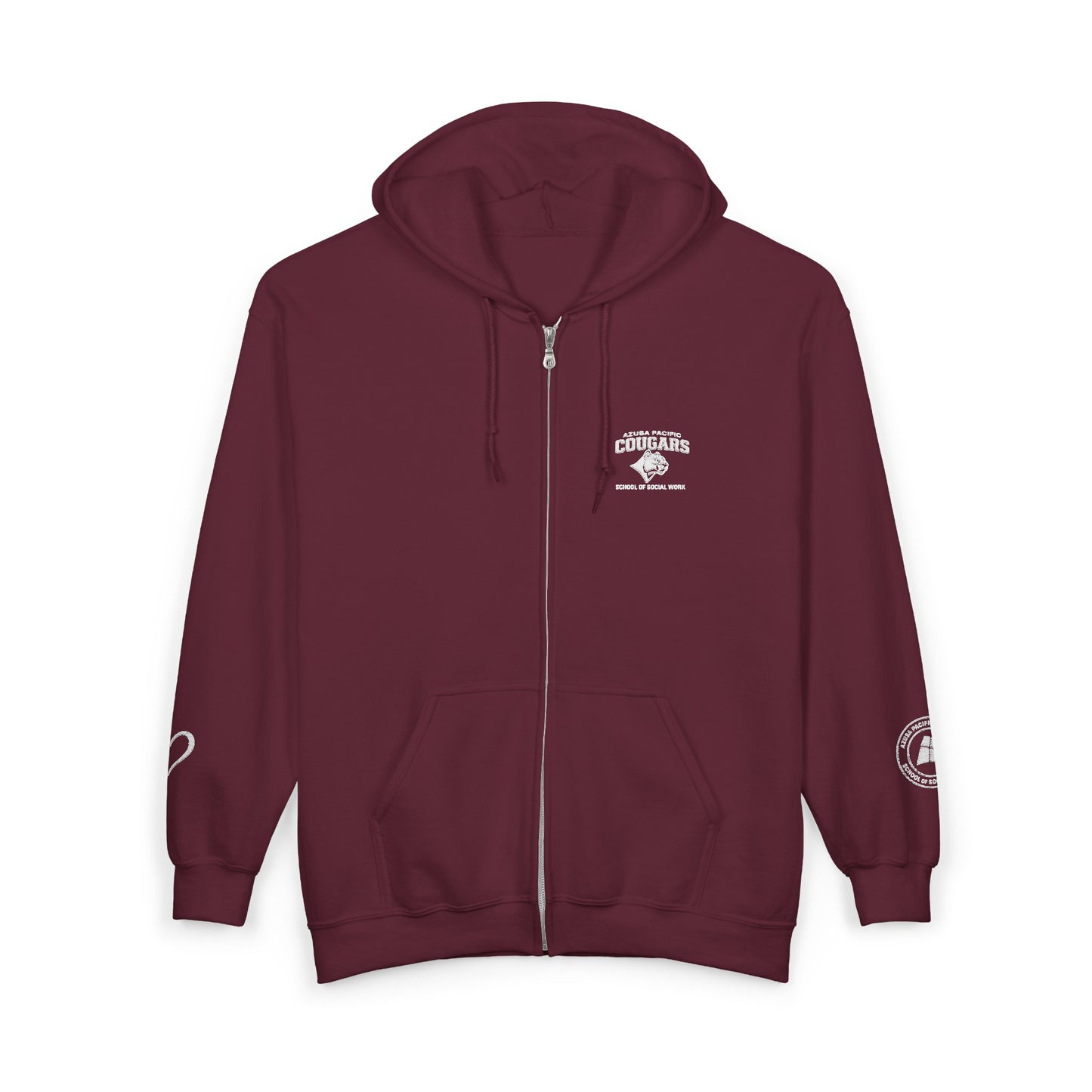 Azusa Pacific University- School of Social Work -Unisex Heavy Blend™ Full Zip Hooded Sweatshirt - Ultimate Comfort for Fans