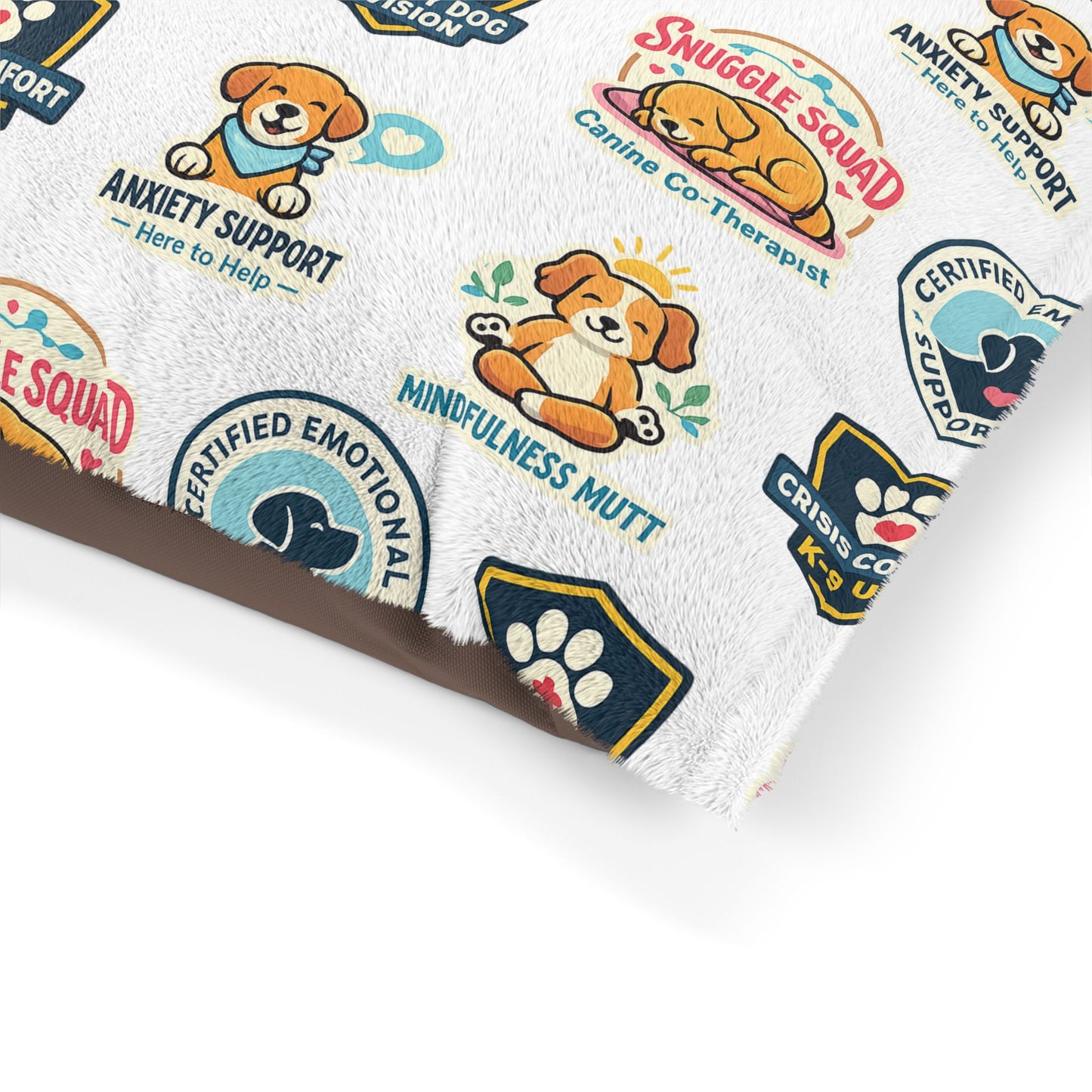 Therapy Dog Patchwork Pet Bed — Anxiety Support & Mindfulness Mutt Design