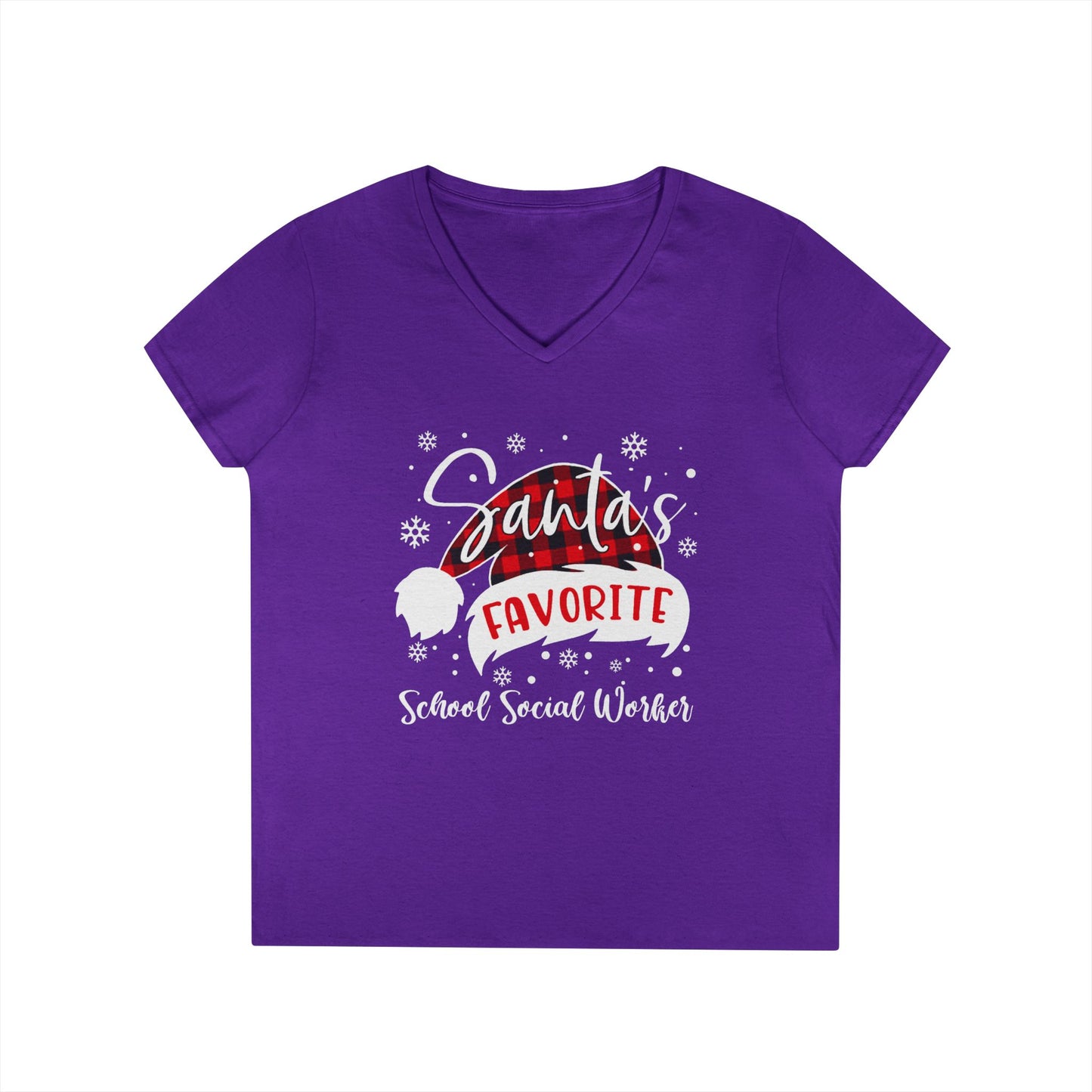 Santa's Favorite School Social Worker V-Neck Tee - Holiday Edition