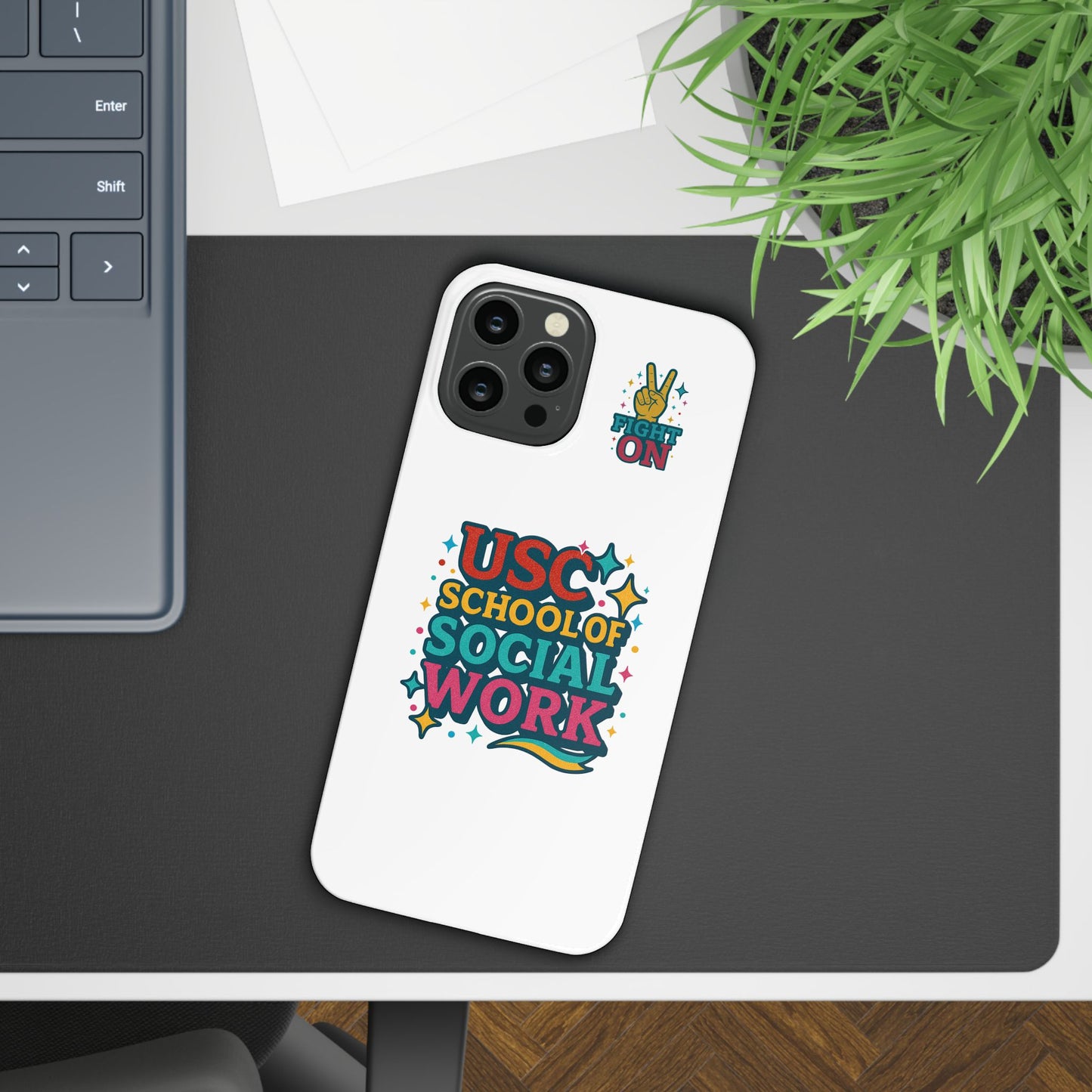 USC Trojans Slim I-Phone Case - School of Social Work - Glitter Style