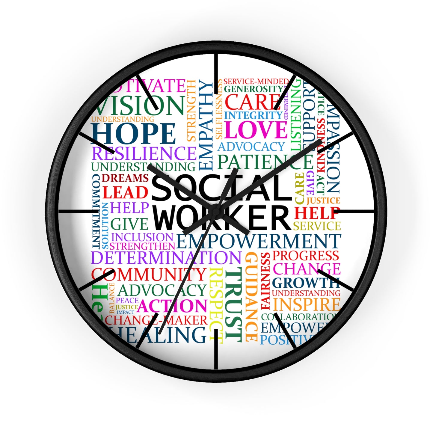 Social Worker Word Cloud Wall Clock — Inspirational Office Decor Gift
