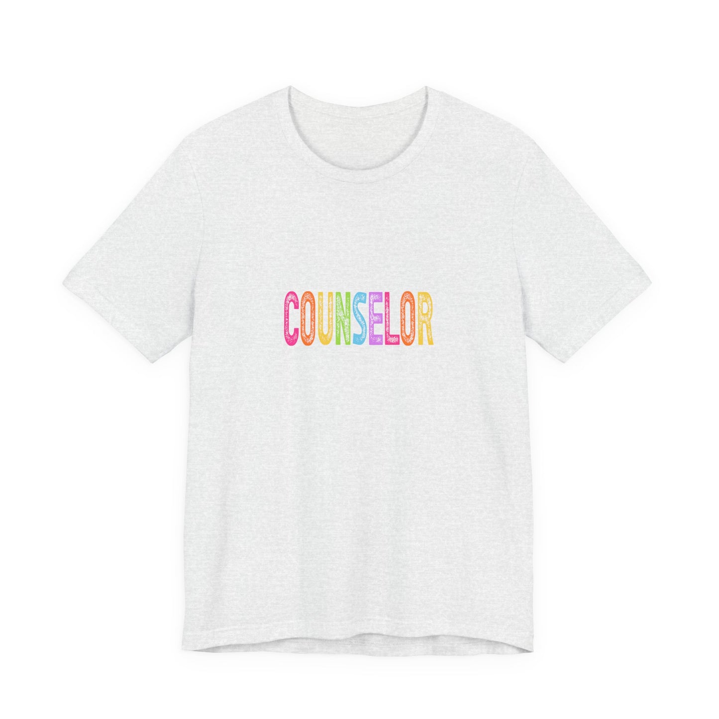 (Unisex) Counselor Rainbow Tee — Pastel 'COUNSELOR' Short Sleeve Shirt