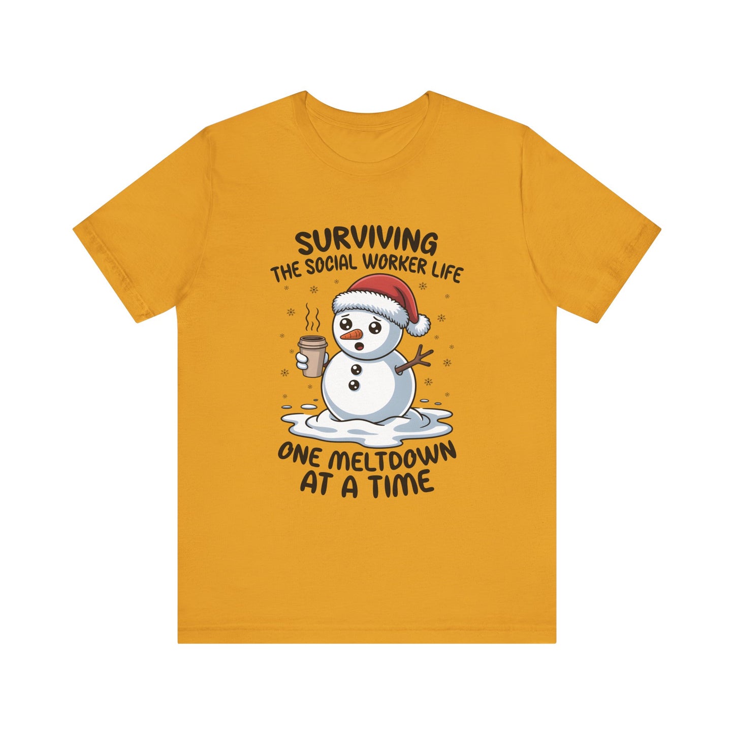 Men's Social Worker Snowman Tee — "Surviving the Social Worker Life: One Meltdown at a Time"