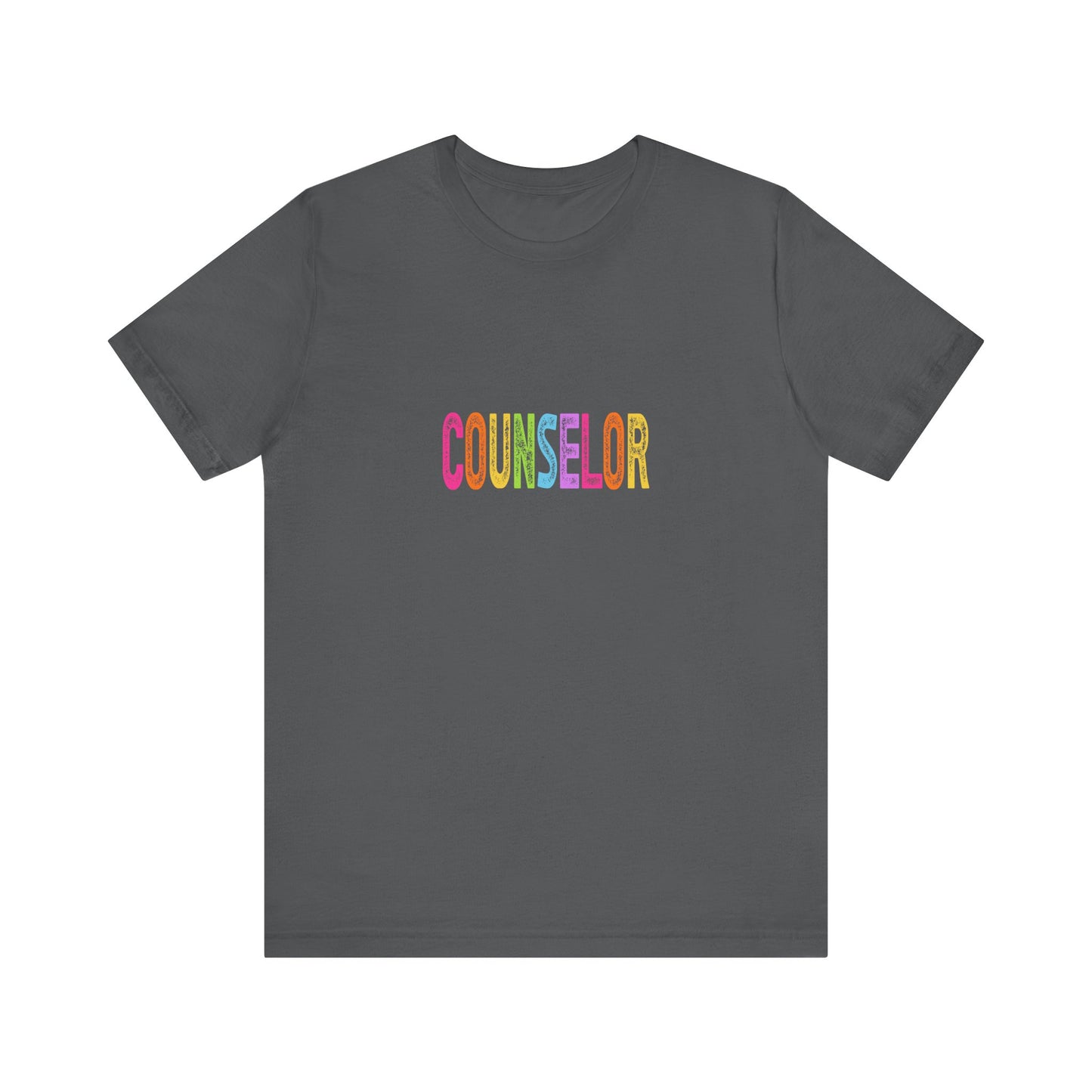 (Unisex) Counselor Rainbow Tee — Pastel 'COUNSELOR' Short Sleeve Shirt