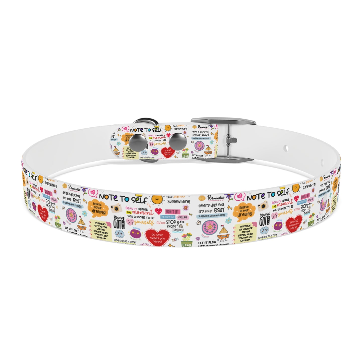 Dog Collar — Whimsical 'Note to Self' Positive Words Quote Pattern Pet Collar