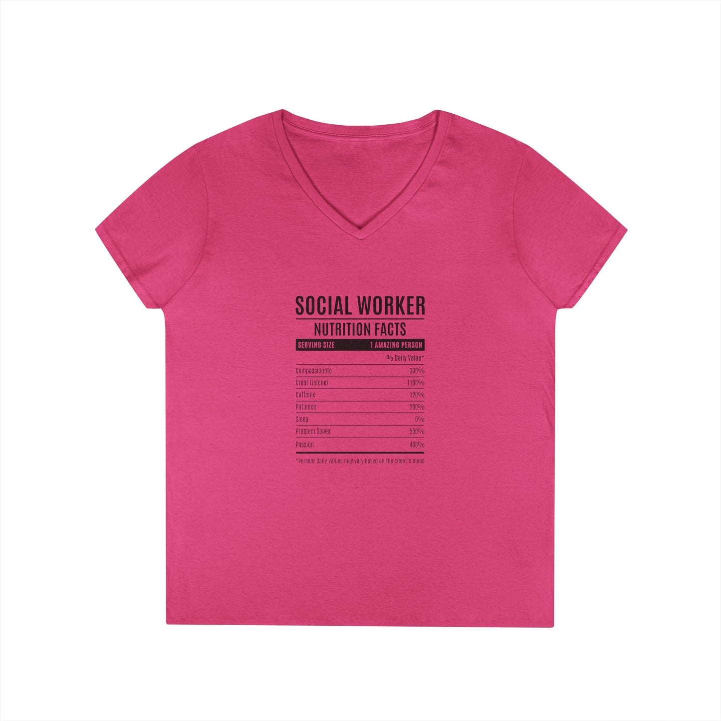 Social Worker Nutrition Facts V-Neck Tee