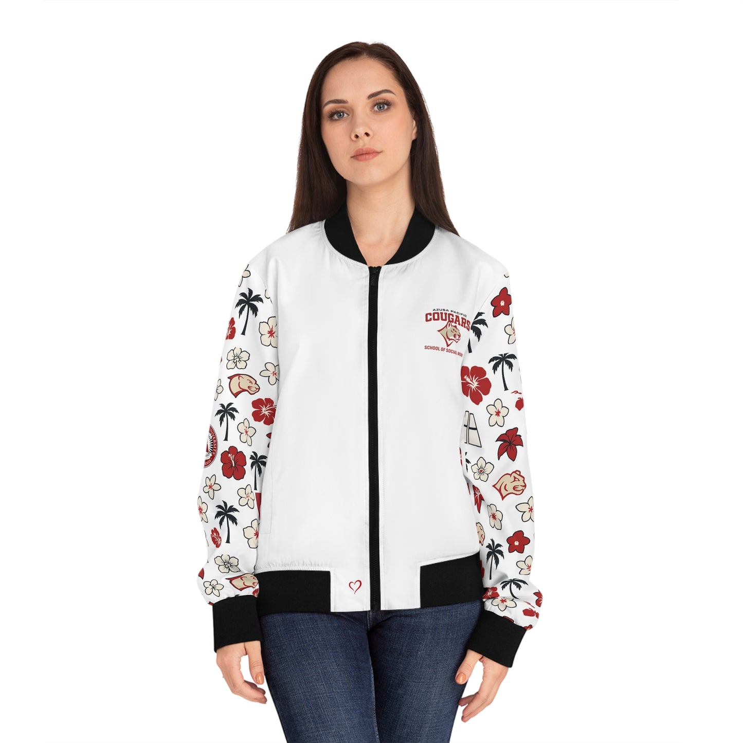 Azuza Pacific University - School of Social Work Bomber Hawaiian Jacket - White