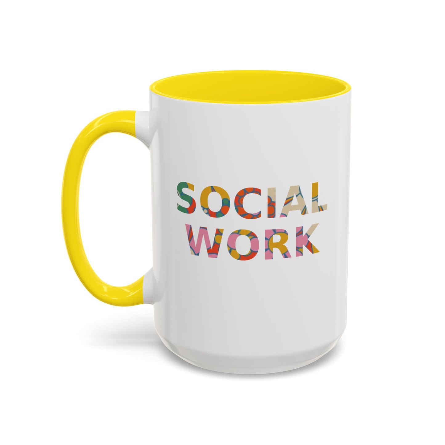 Social Work "Flower Letters" -Accent Mug - 15oz