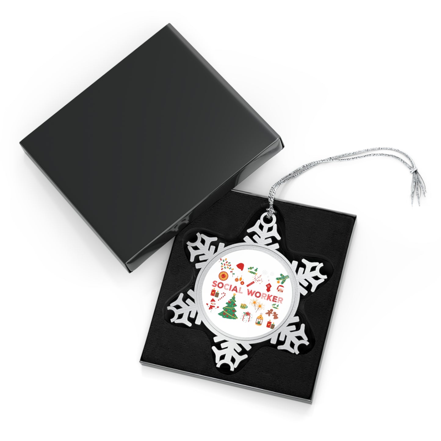 Pewter Snowflake Ornament — 'Social Worker' Holiday Keepsake