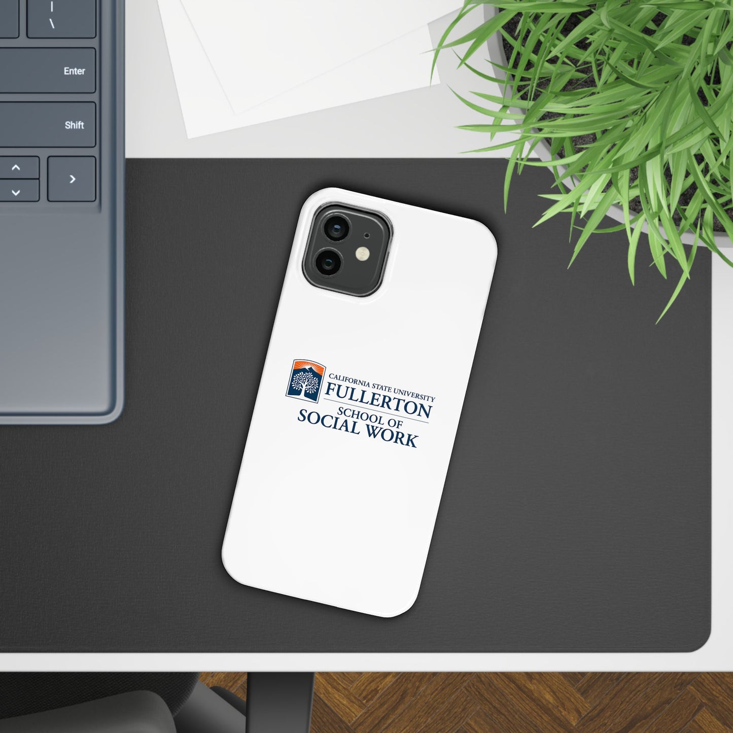 Cal State Fullerton University - Slim I-Phone Case - School of Social Work (White)