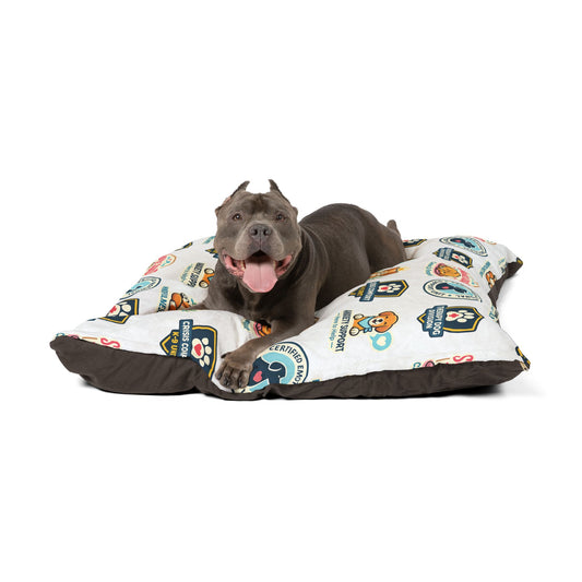Therapy Dog Patchwork Pet Bed — Anxiety Support & Mindfulness Mutt Design